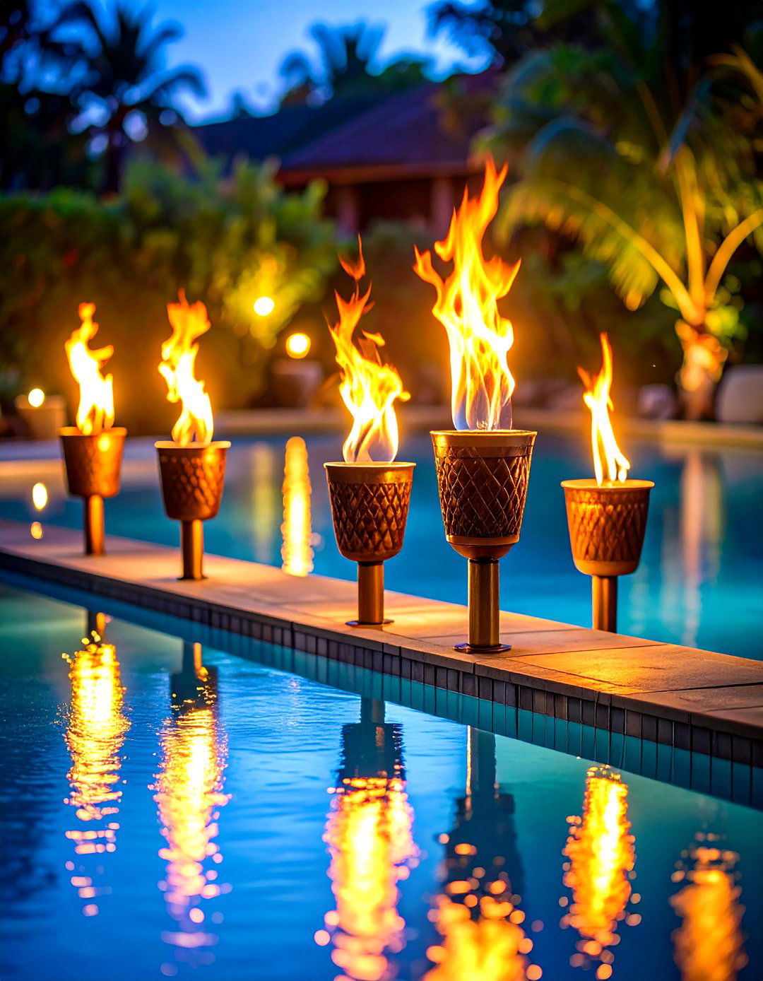 Tiki Torches and Ambient Lighting - 20 Tropical Pool Landscaping Ideas