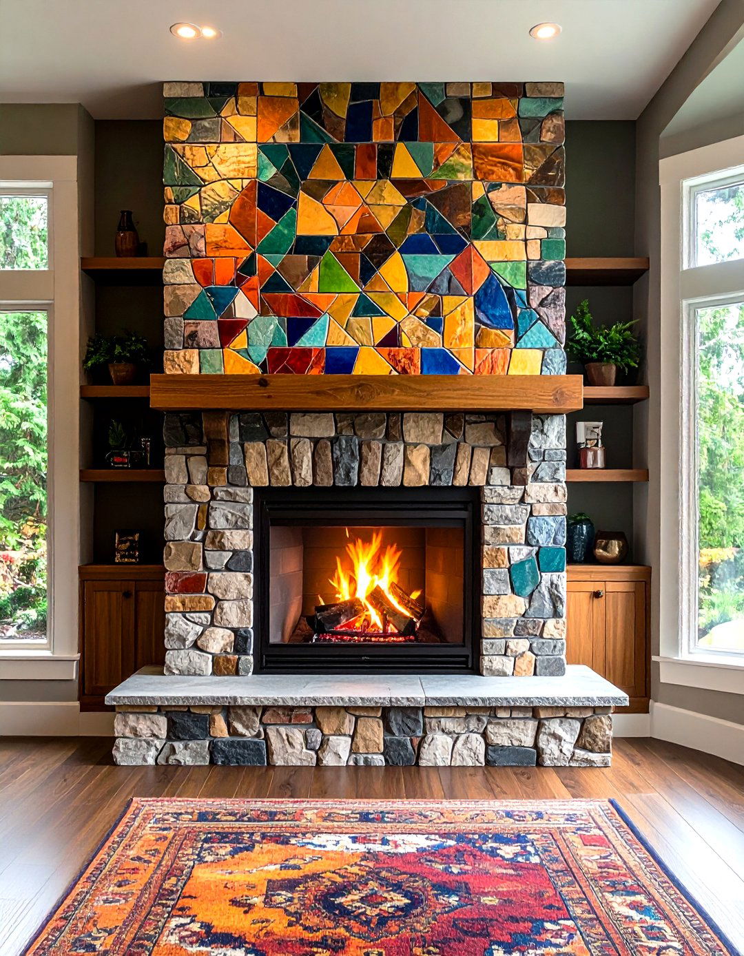 Tile Mosaic Accent Wall - 20 Fireplace Accent Wall Ideas