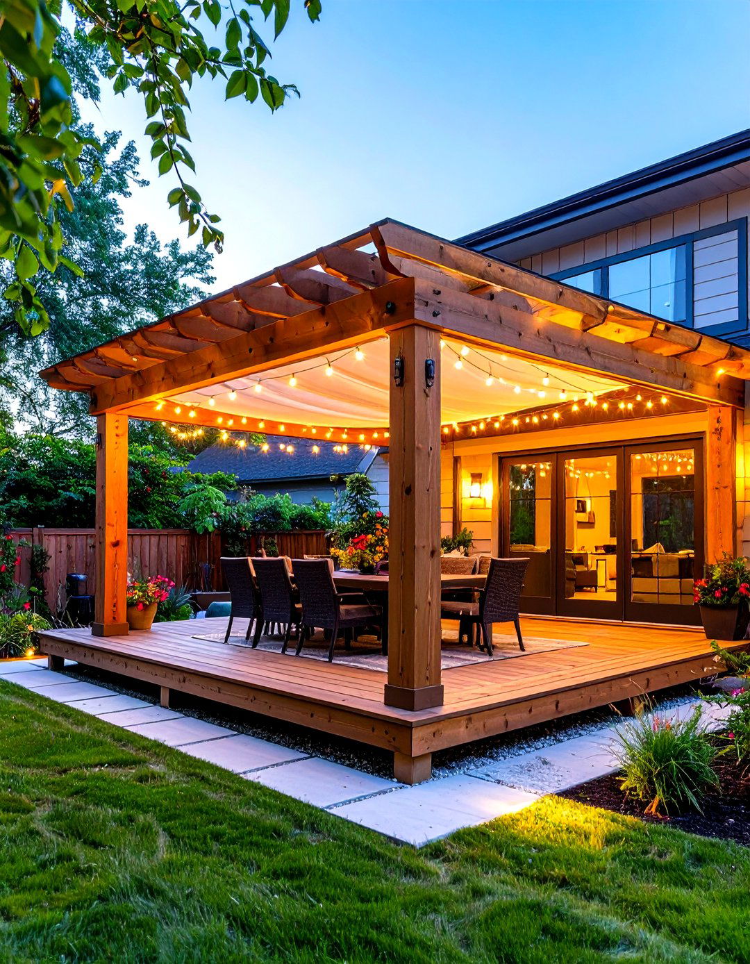 Timber Pergola Deck Roof with Retractable Fabric - 20 Deck Roof Ideas