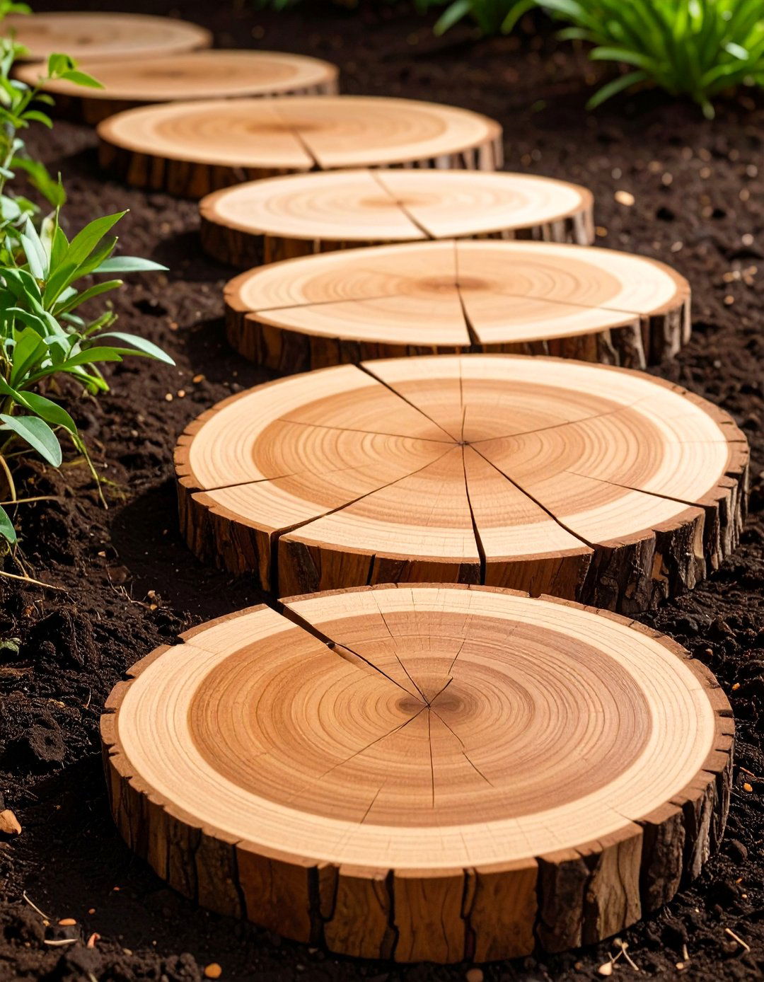 Timber Slice Stepping Stones - 20 Stepping Stone Walkway Ideas