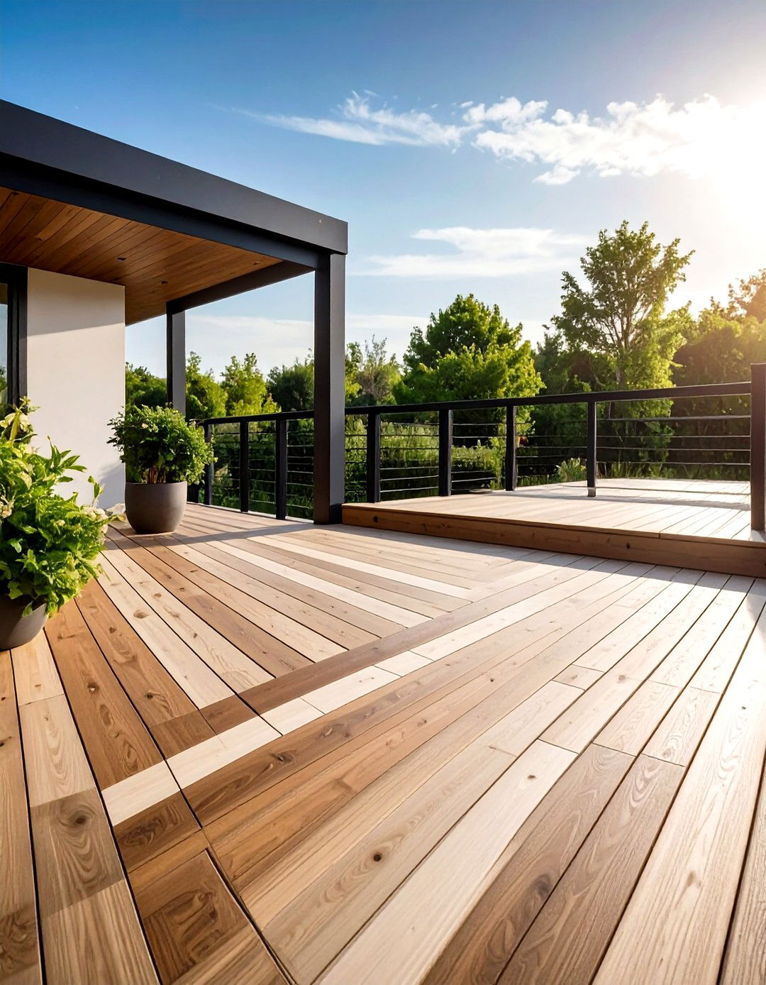 TimberTech French White Oak and American Walnut - 20 Two Tone Deck Color Schemes