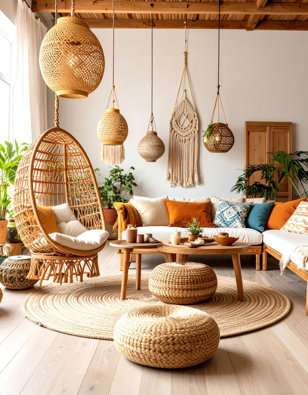 Timeless Bohemian Rattan and Wicker Touches - 20 Gypsy Bohemian Living Room Ideas