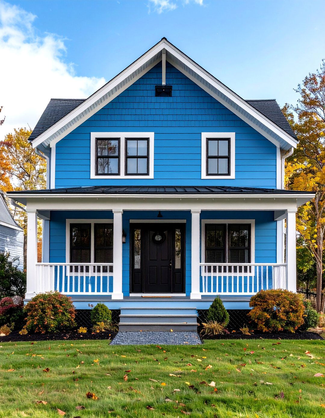 Timeless Country Blue House Appeal - 20 Blue House With Black Trim Ideas