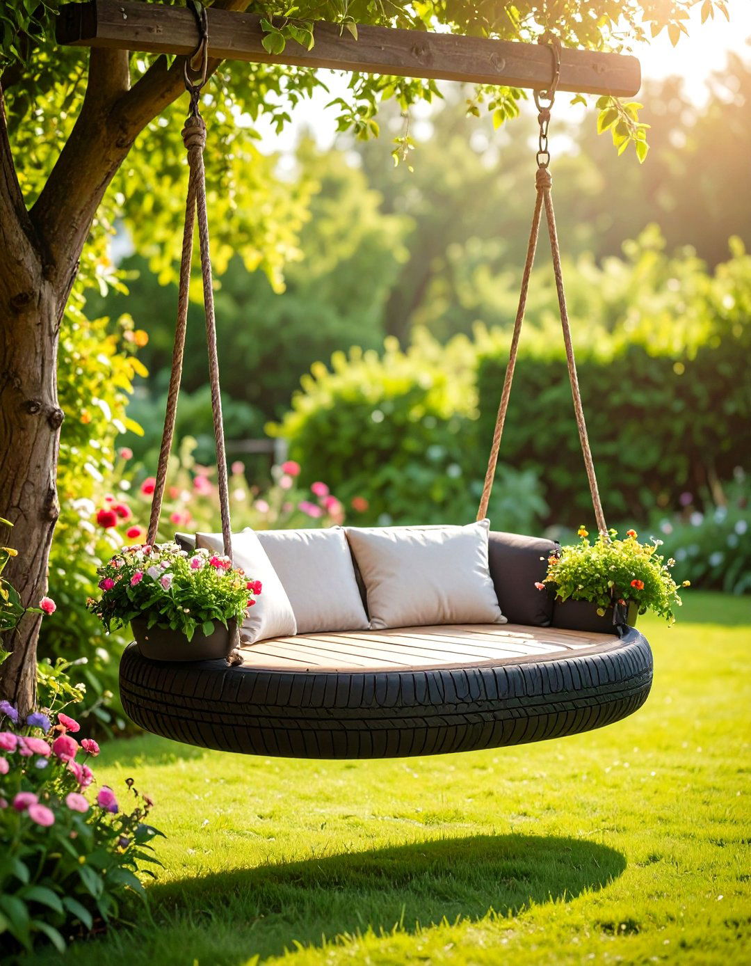 Tire Swing Bench - 20 Tire Swing Ideas