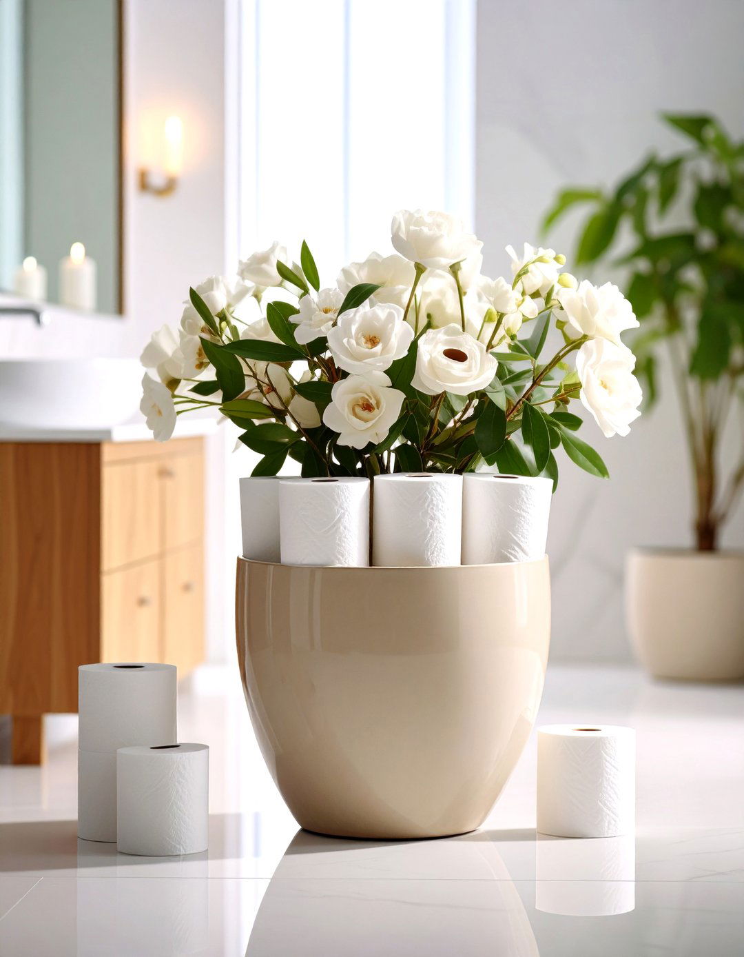 Toilet Paper Storage Decorative Vase Container - 20 Toilet Paper Storage Ideas