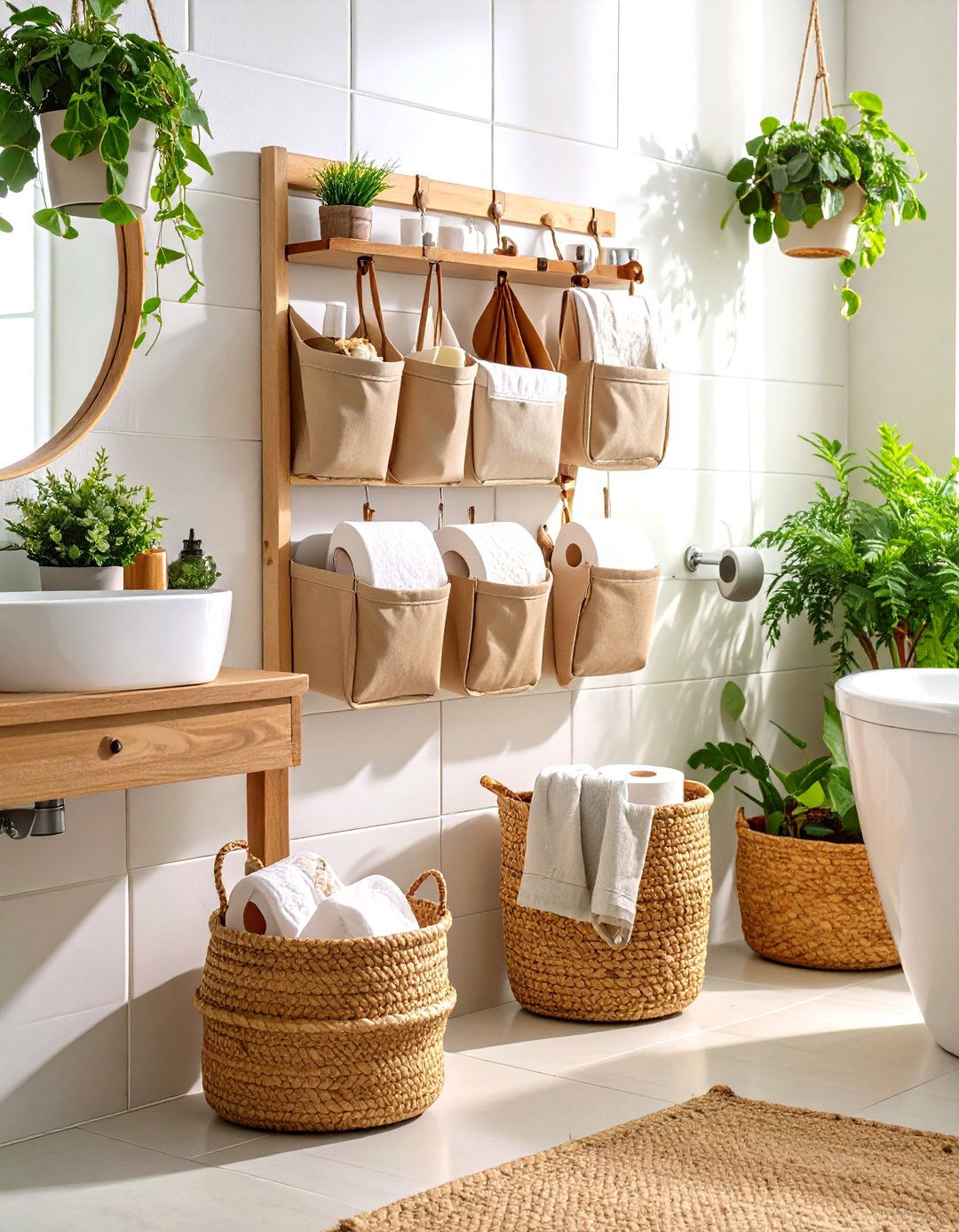 Toilet Paper Storage Fabric Hanging Organizer - 20 Toilet Paper Storage Ideas