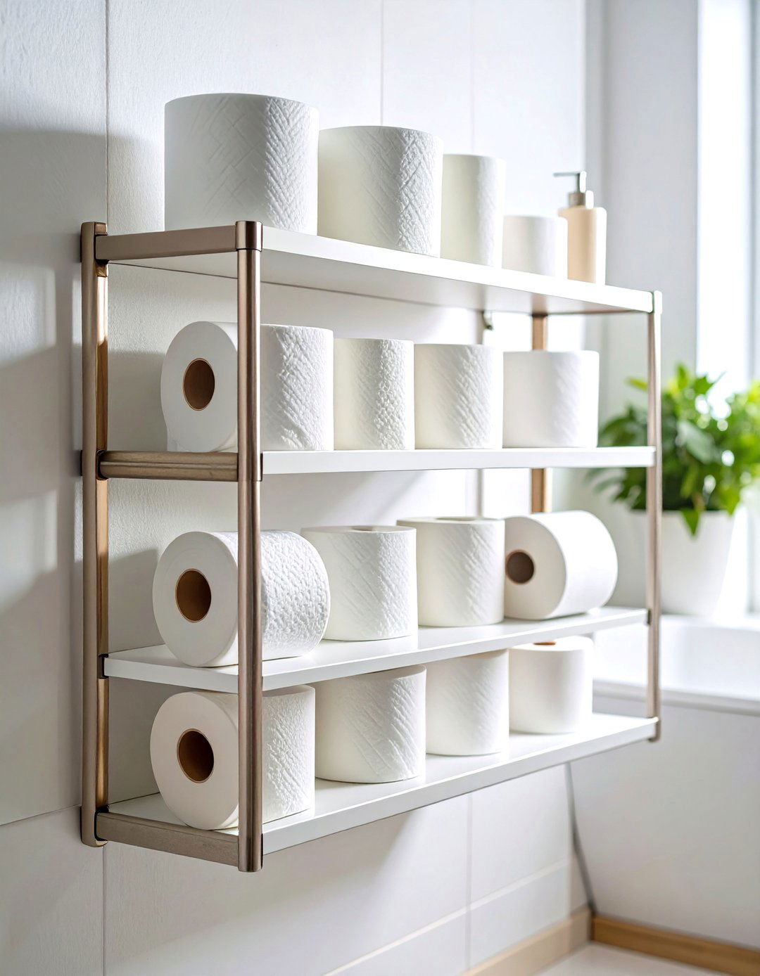 Toilet Paper Storage Floating Shelf with Rails - 20 Toilet Paper Storage Ideas