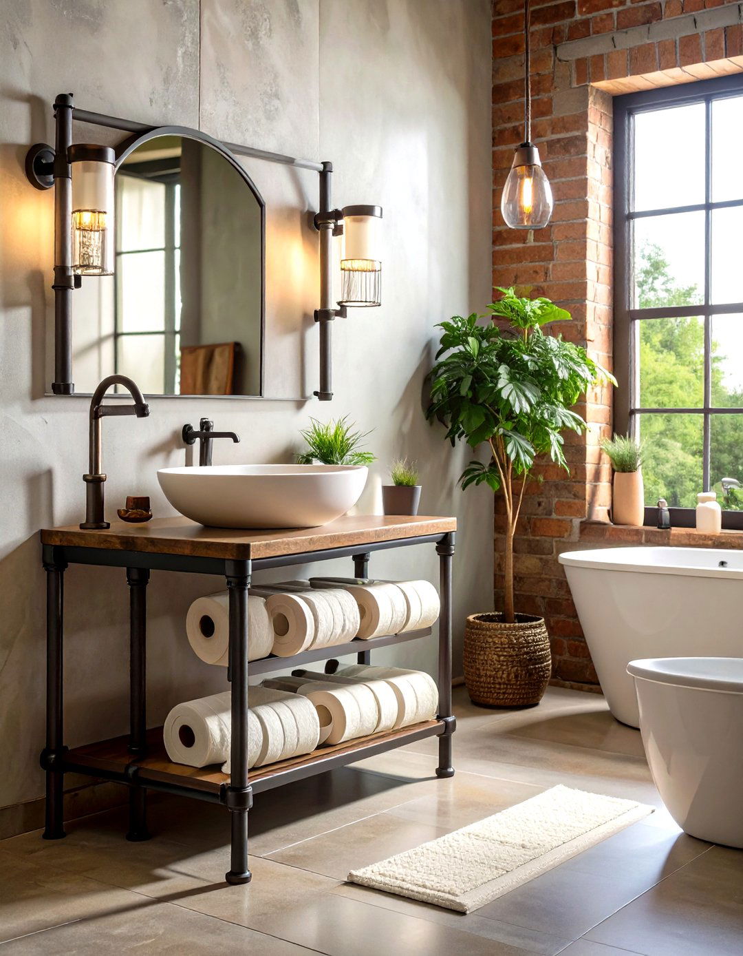 Toilet Paper Storage Industrial Pipe Holder - 20 Toilet Paper Storage Ideas