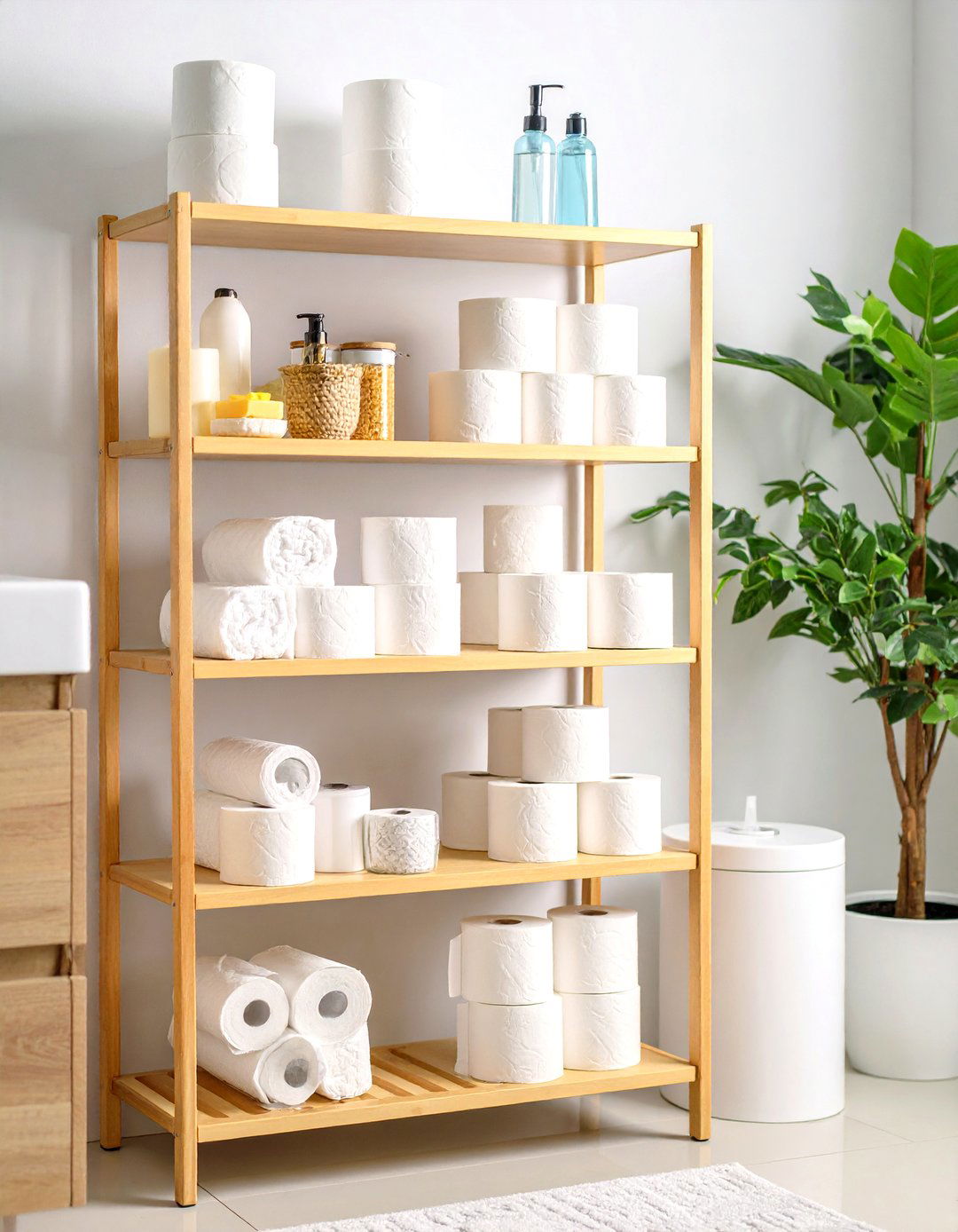 Toilet Paper Storage Multi Tier Stand with Shelving - 20 Toilet Paper Storage Ideas
