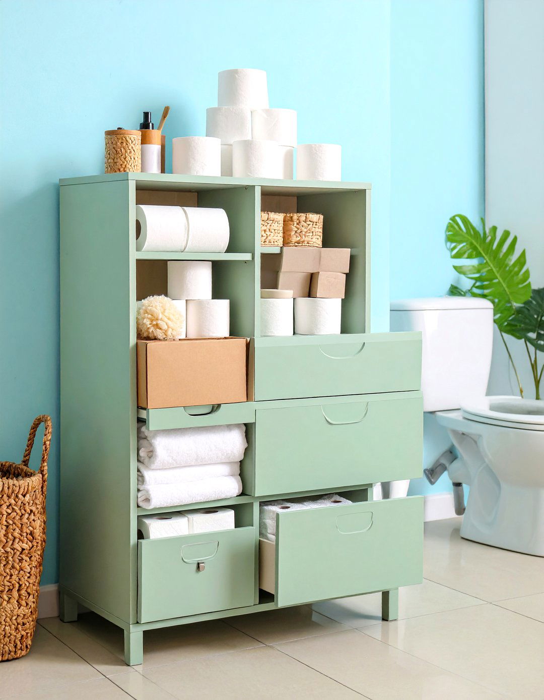 Toilet Paper Storage Pull Out Drawer Cabinet - 20 Toilet Paper Storage Ideas