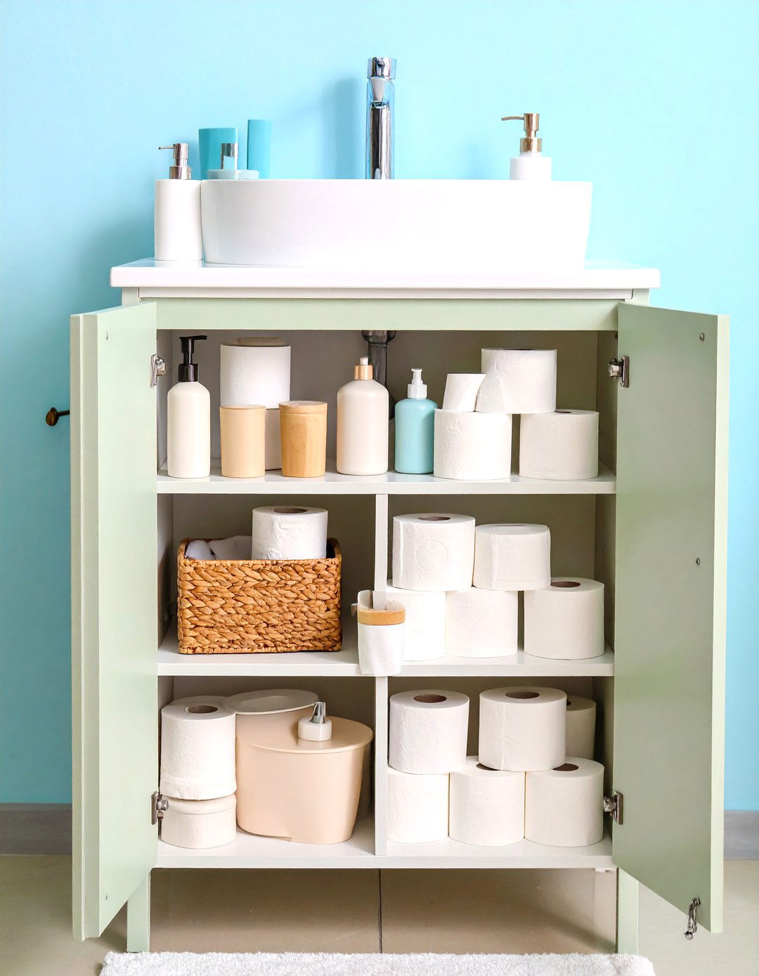 Toilet Paper Storage Under Sink Cabinet Setup - 20 Toilet Paper Storage Ideas