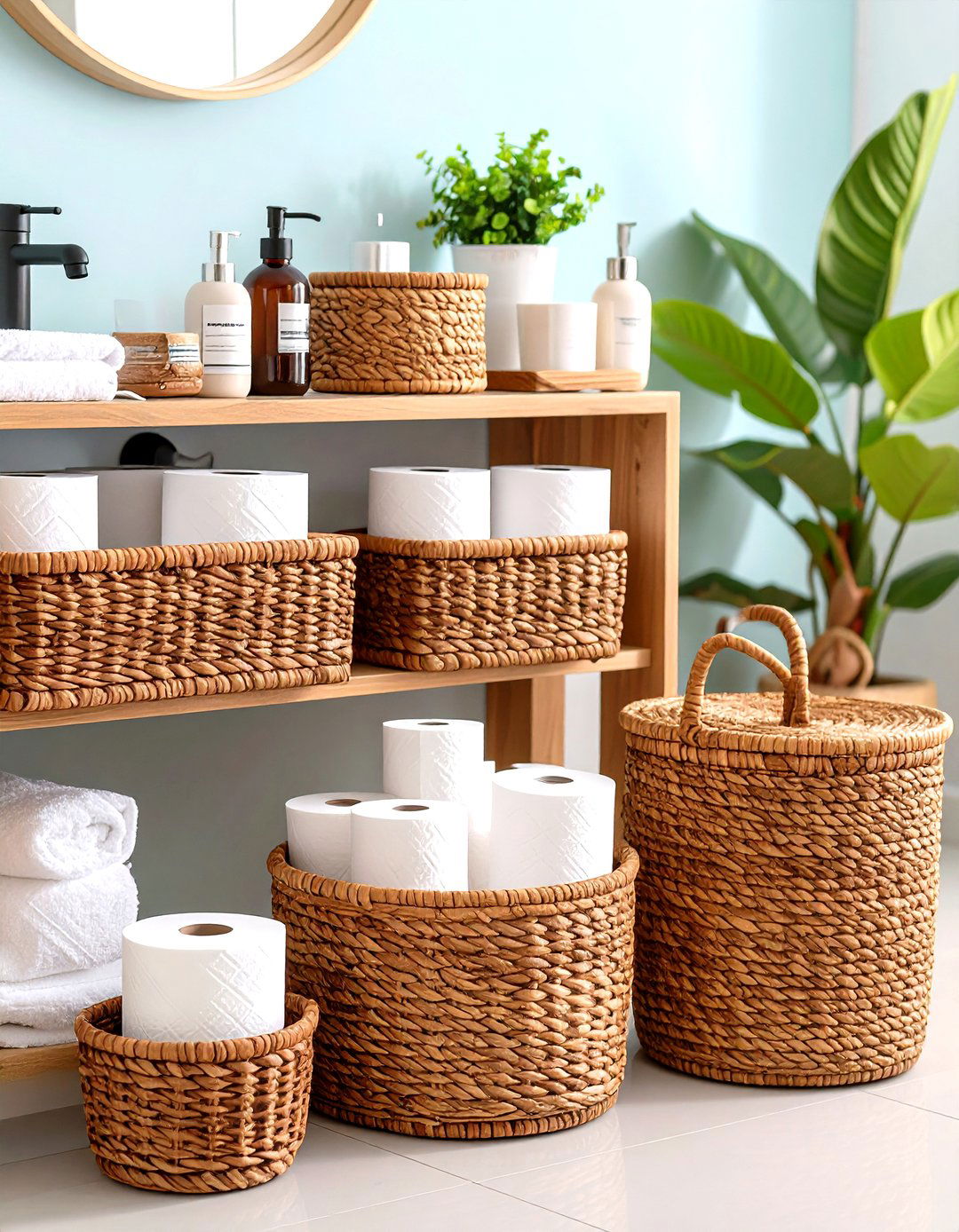 Toilet Paper Storage Wicker Basket Collection - 20 Toilet Paper Storage Ideas