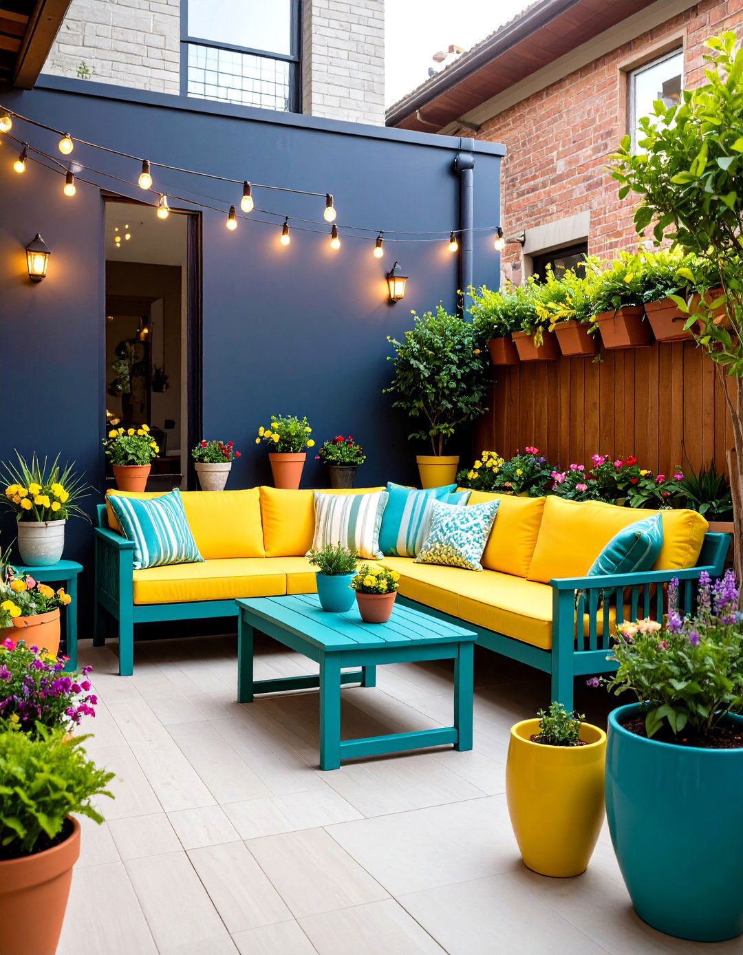 Townhouse Patio Pop Color Accent Scheme - 20 townhouse patio ideas