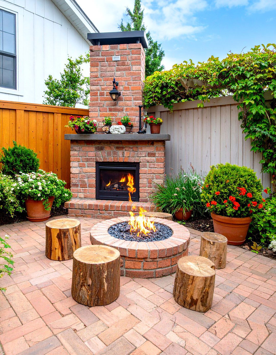 Townhouse Patio Rustic Brick Hearth Corner - 20 townhouse patio ideas