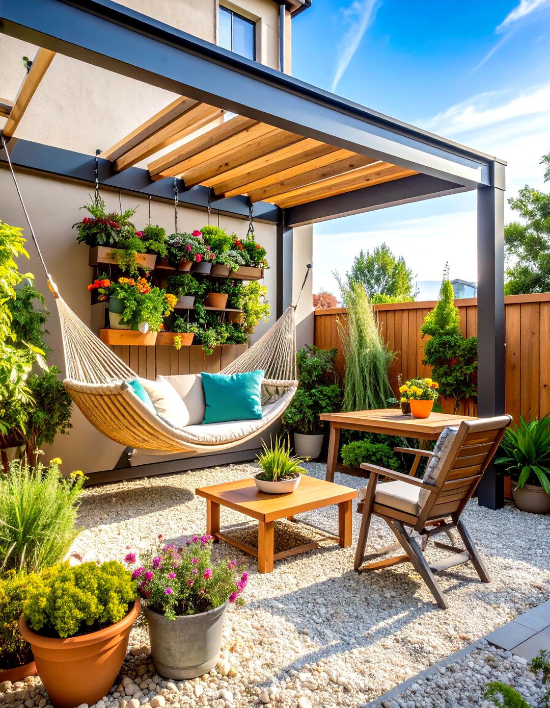 Townhouse Patio Vertical Garden Pergola Nook - 20 townhouse patio ideas