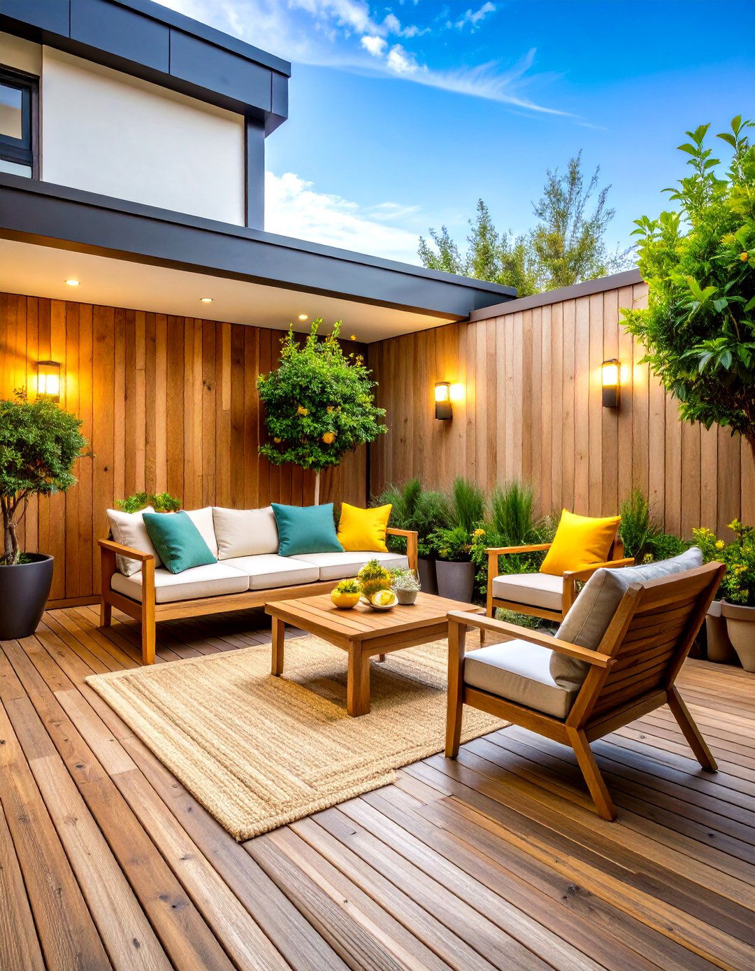 Townhouse Patio Weathered Teak Hideaway - 20 townhouse patio ideas