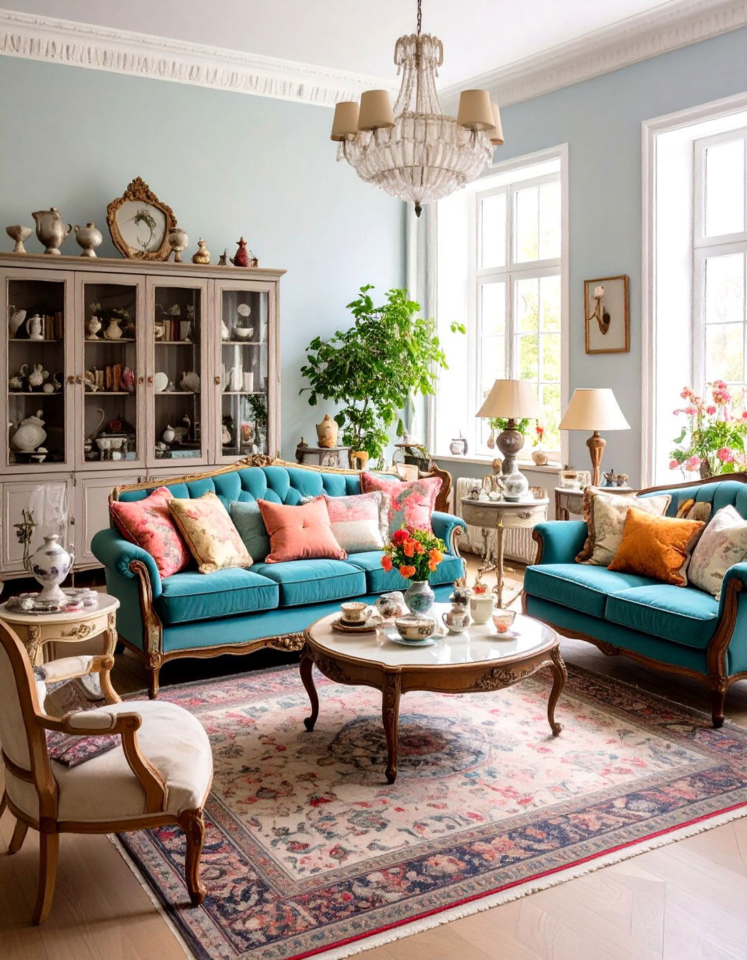 Traditional Antique Collection Living Room with Heirloom Display - 20 Traditional Living Room Ideas