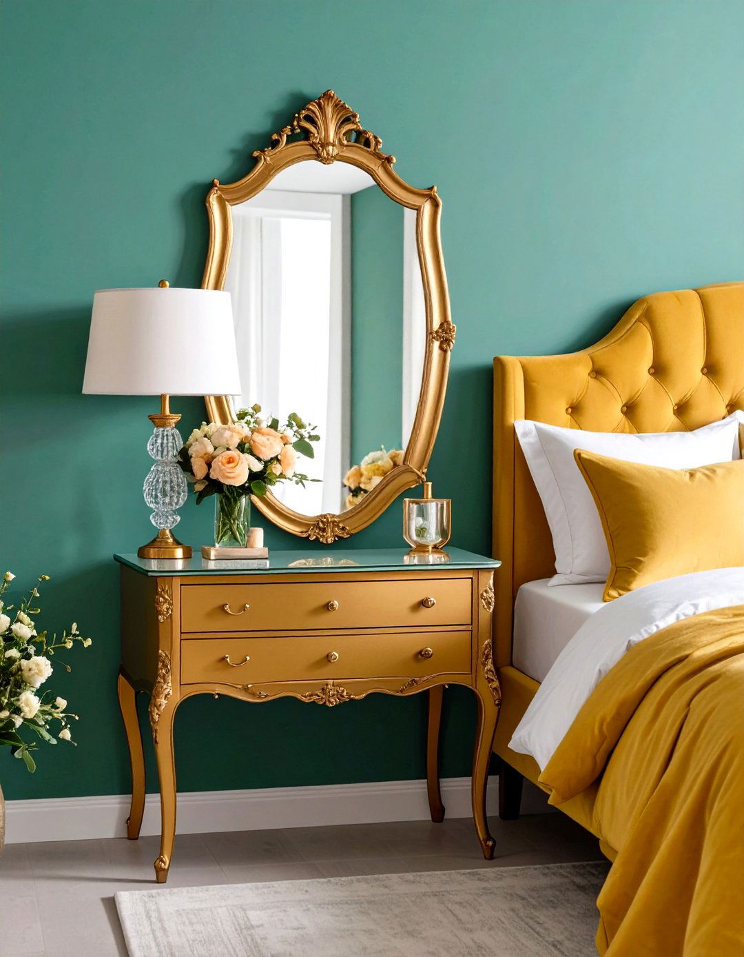 Traditional Beveled Mirror Behind Nightstand Theme - 20 Mirror Behind Nightstand Design Ideas