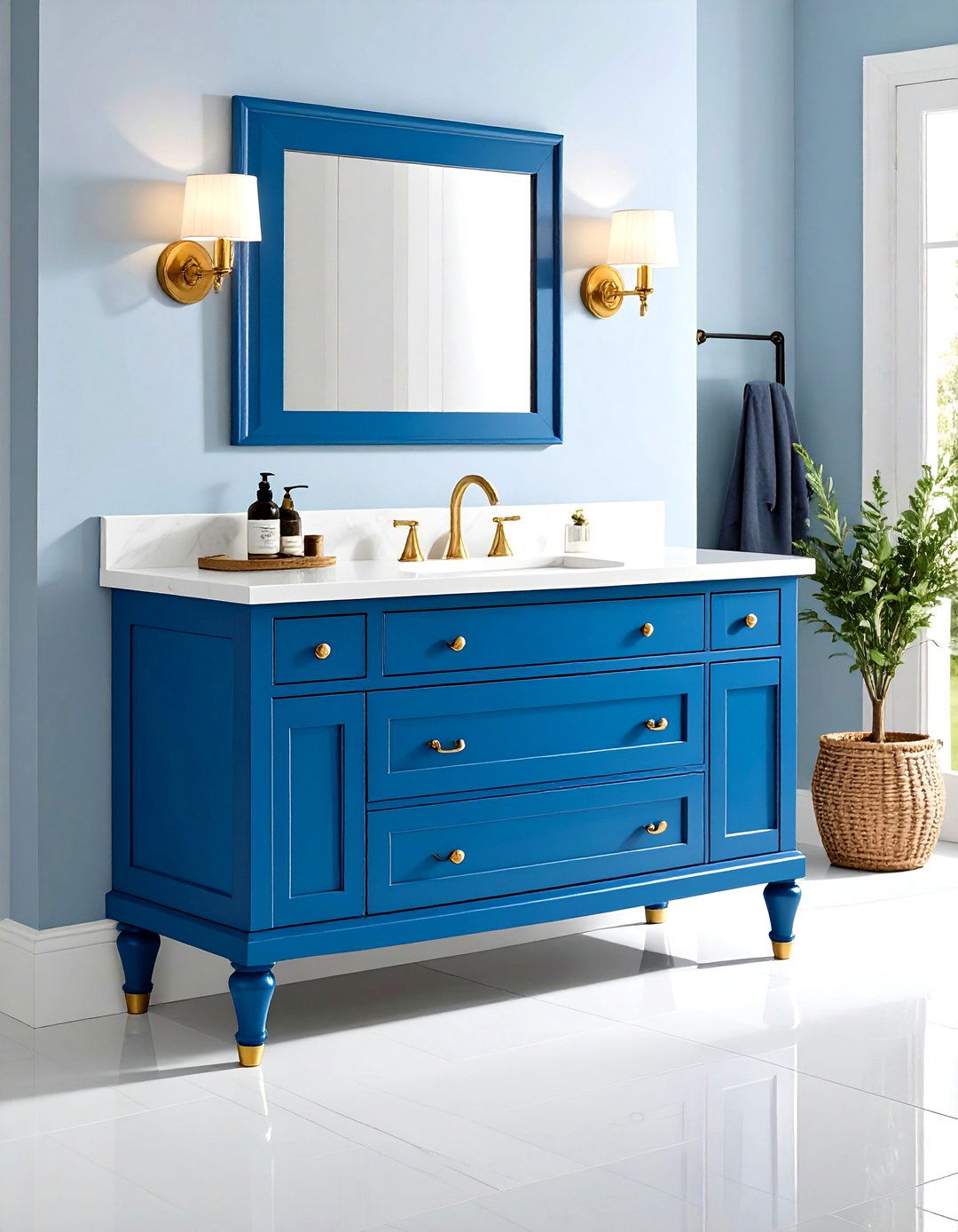 Traditional Blue Bathroom Vanity with Decorative Legs - 20 Blue Bathroom Vanity Ideas
