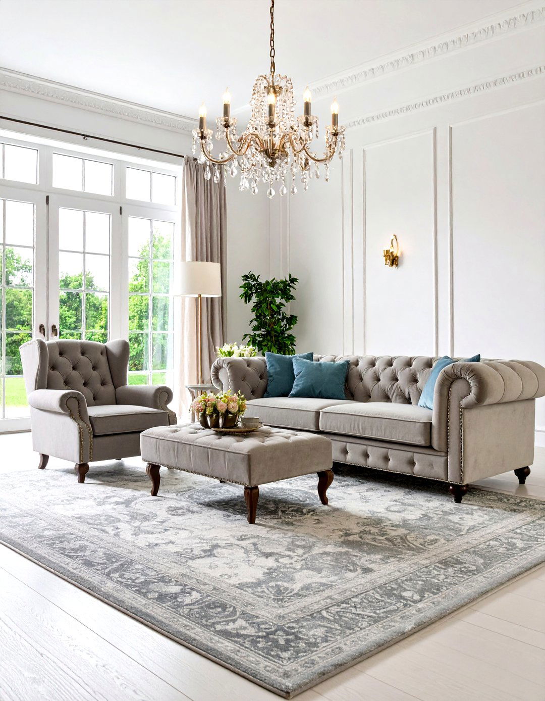 Traditional Blue and Grey Living Room Elegance - 20 Blue and Grey Living Room Ideas