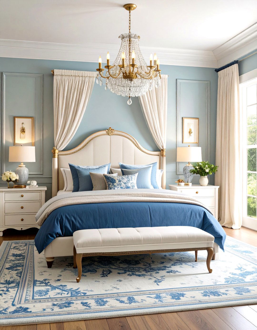 Traditional Blue and White Bedroom Sophistication - 20 Blue and White Bedroom Ideas