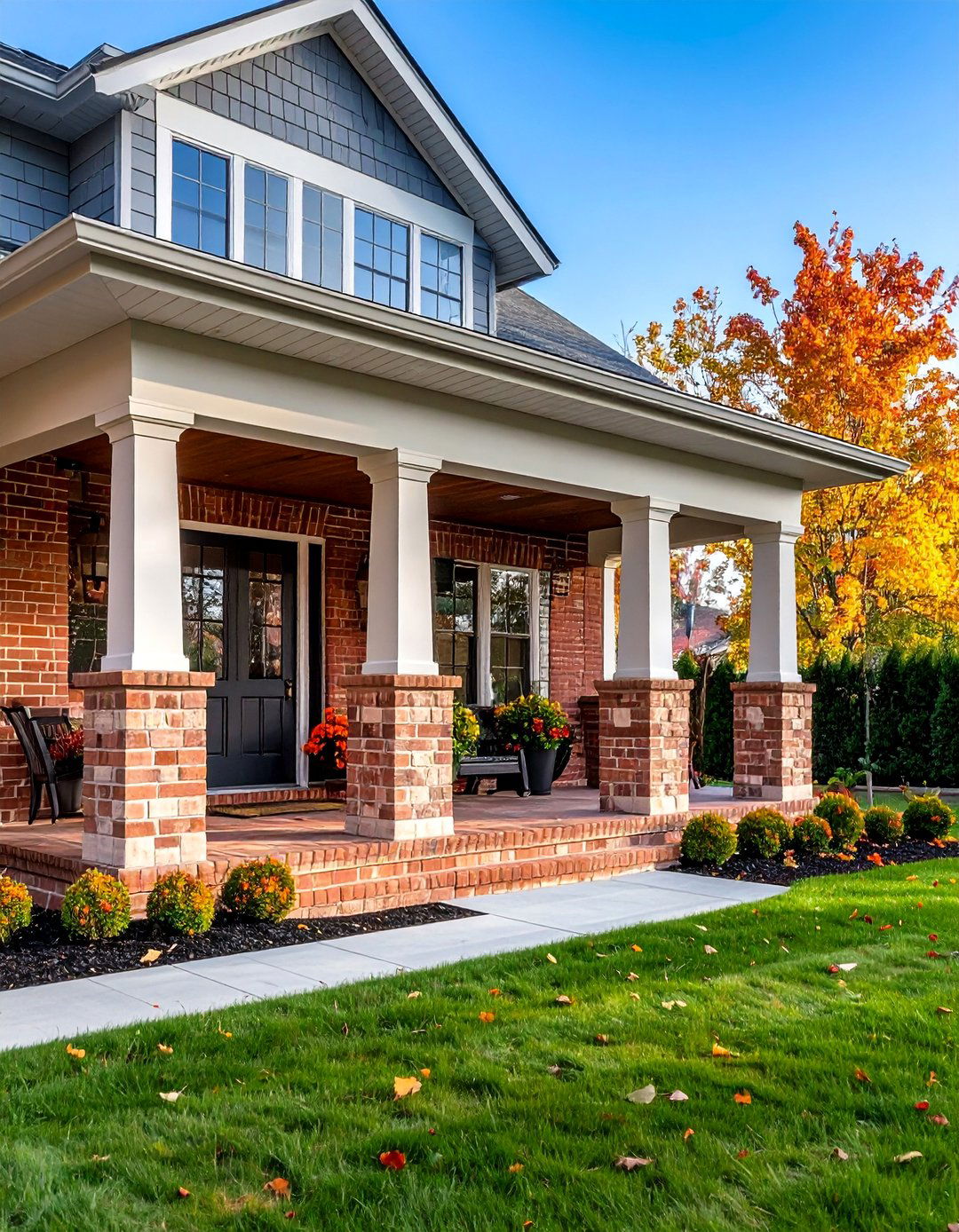 Traditional Brick Column Car Porch Design - 20 Car Porch Design Ideas
