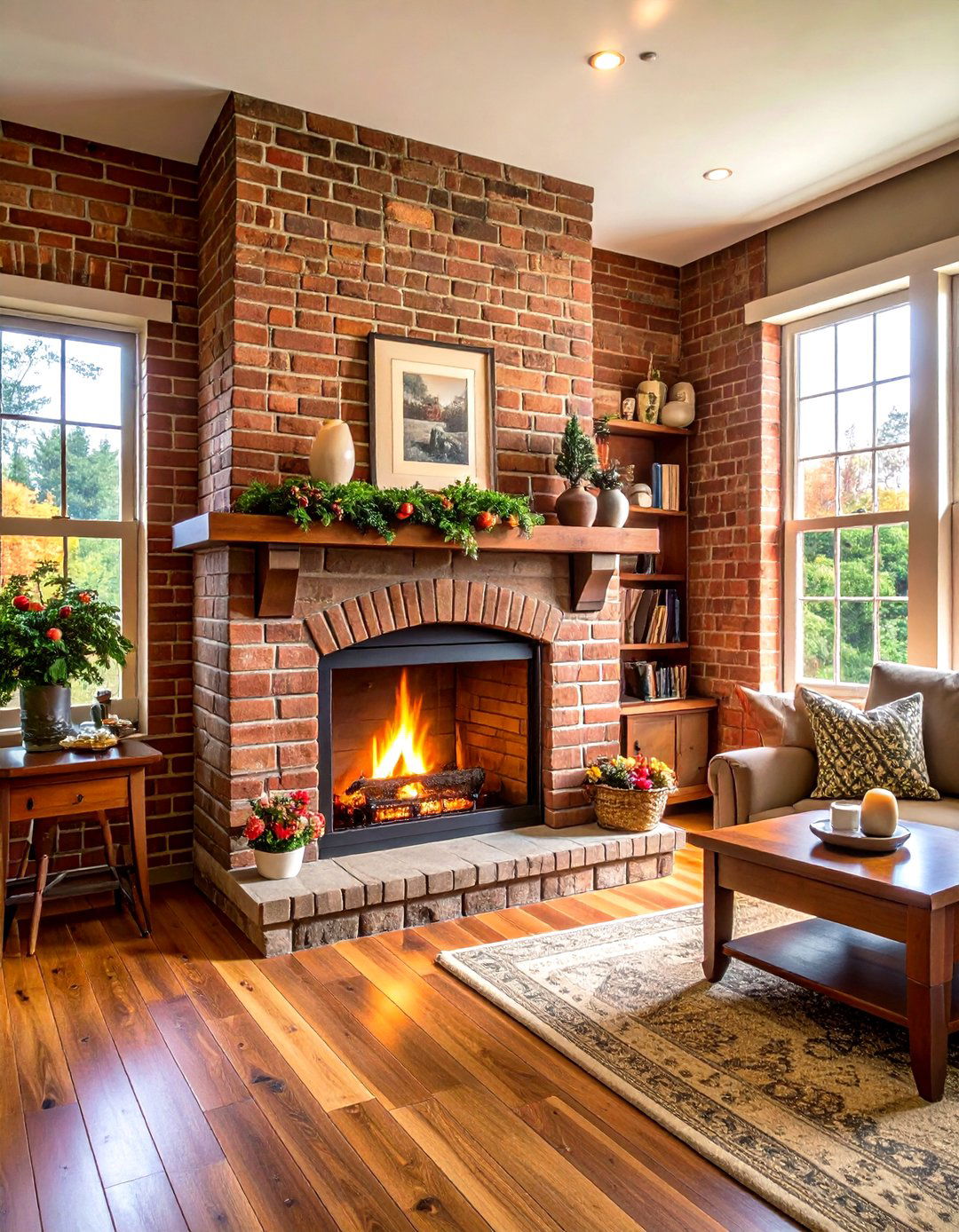 Traditional Brick Corner Fireplace with Classic Appeal - 20 Corner Fireplace Ideas