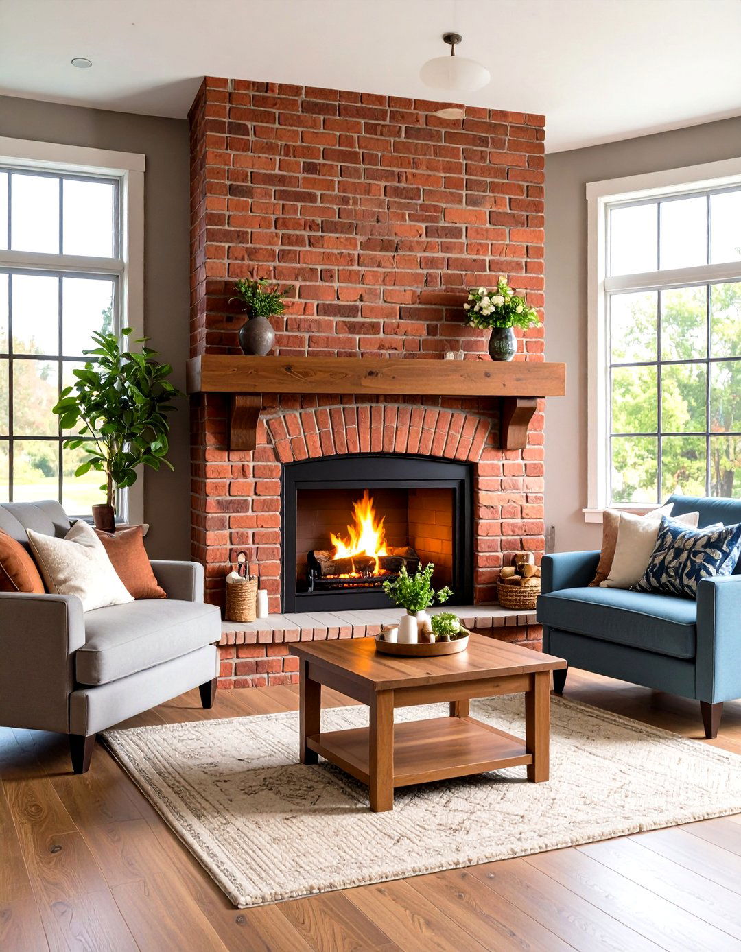 Traditional Brick Corner Gas Fireplace with Classic Charm - 20 Corner Gas Fireplace Ideas