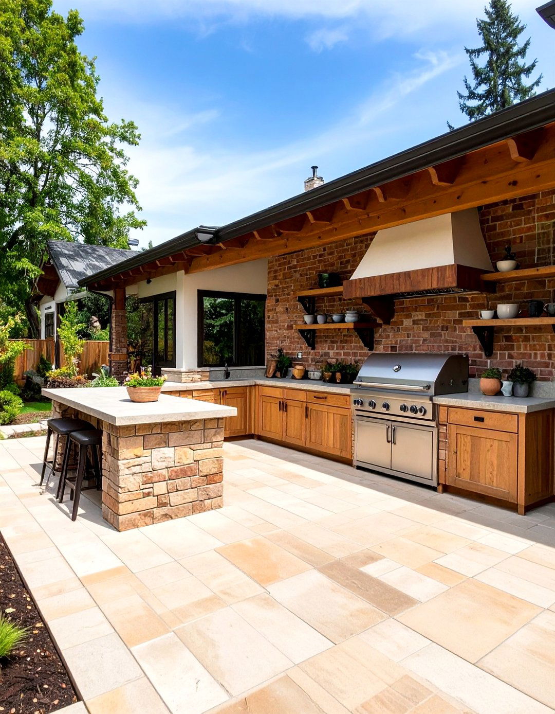 Traditional Brick L Shaped Outdoor Kitchen - 20 L Shaped Outdoor Kitchen Ideas
