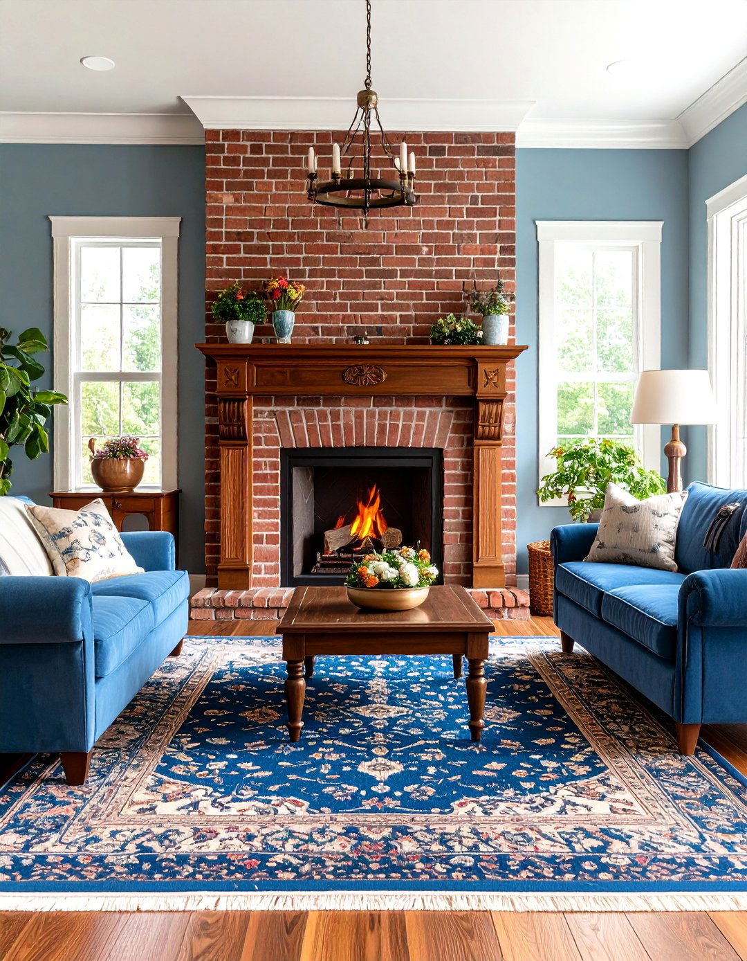Traditional Brick Living Room Fireplace - 20 Living Room Fireplace Ideas