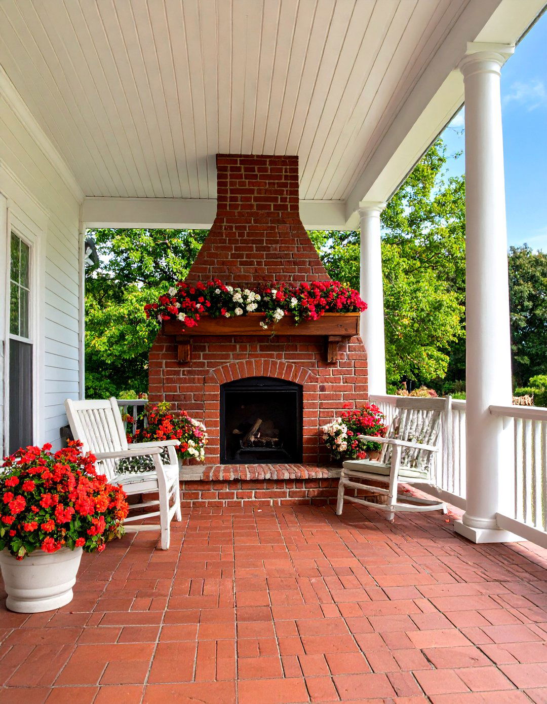Traditional Brick Porch Fireplace with Classic Charm - 20 Porch Fireplace Ideas