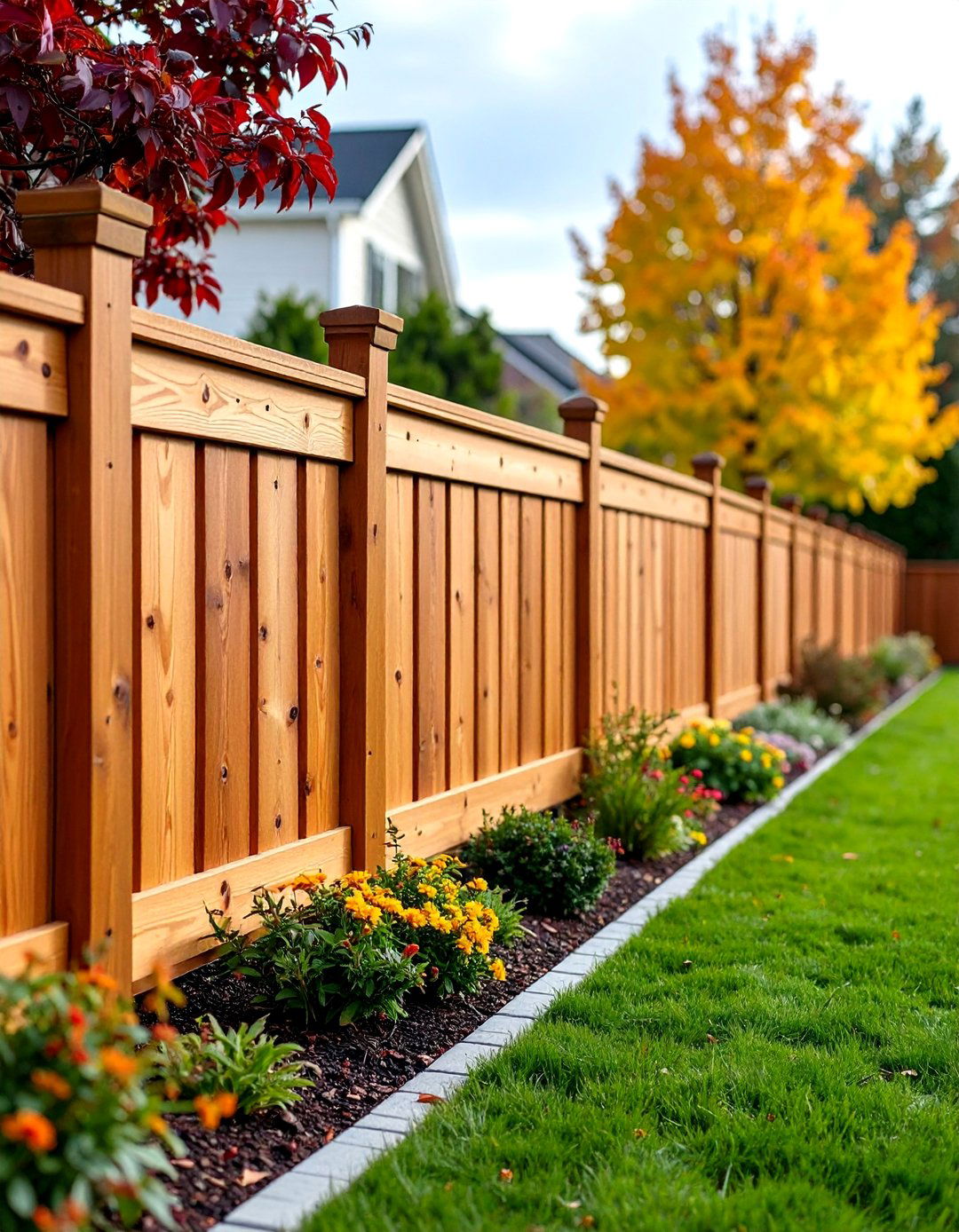 Traditional Cedar Board on Board Fence with Cap Rail - 20 Board on Board Fence Ideas