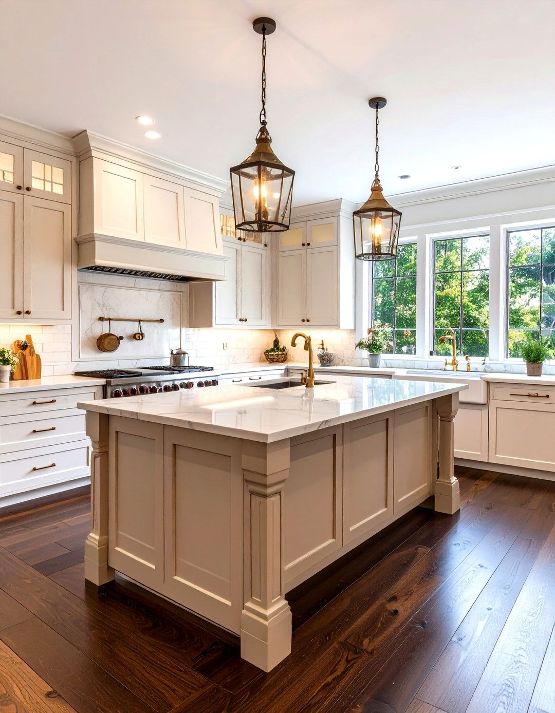 Traditional Colonial Kitchen With Dark Wood Floors and Classic Elements - 20 Kitchen With Dark Wood Floors
