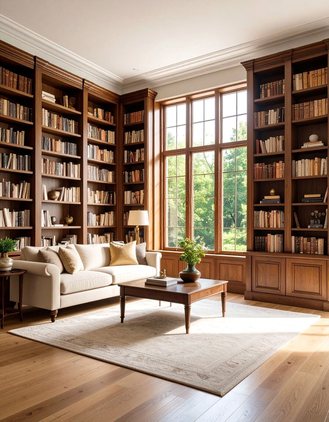 Traditional Dark Wood Bookcases Around Window - 20 Bookcases Around Window Design Ideas