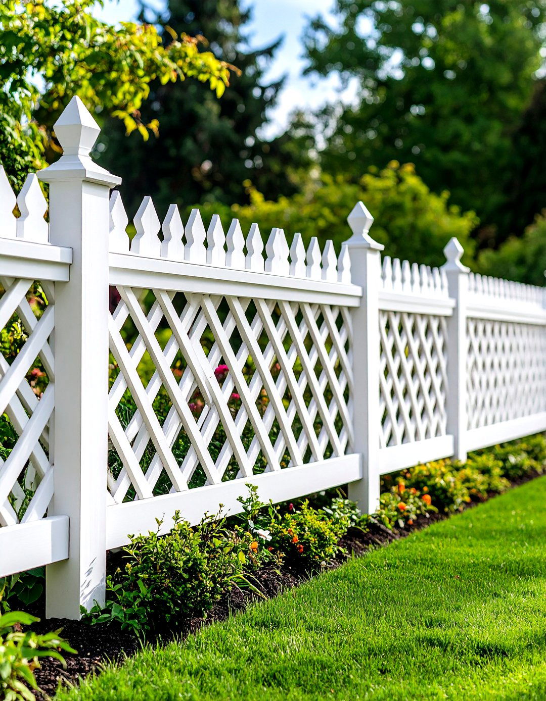 Traditional Diamond Lattice Fence with Climbing Roses - 20 Lattice Fence Ideas