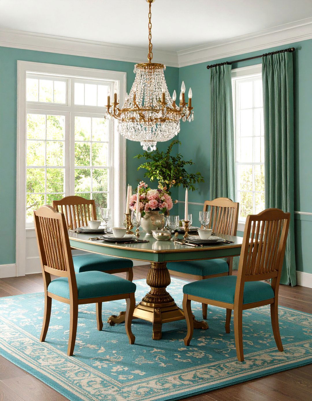 Traditional Dining Room with Crystal Chandelier Centerpiece - 20 Traditional Interior Design Ideas