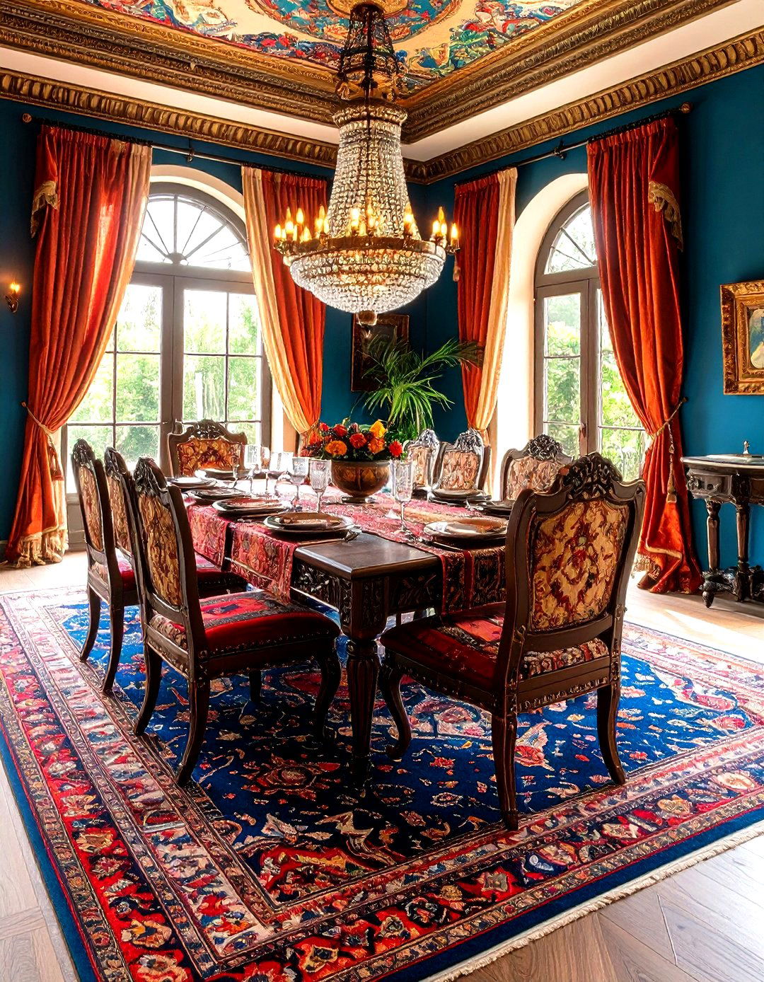 Traditional Dining Room with Statement Area Rugs - 20 Traditional Interior Design Ideas