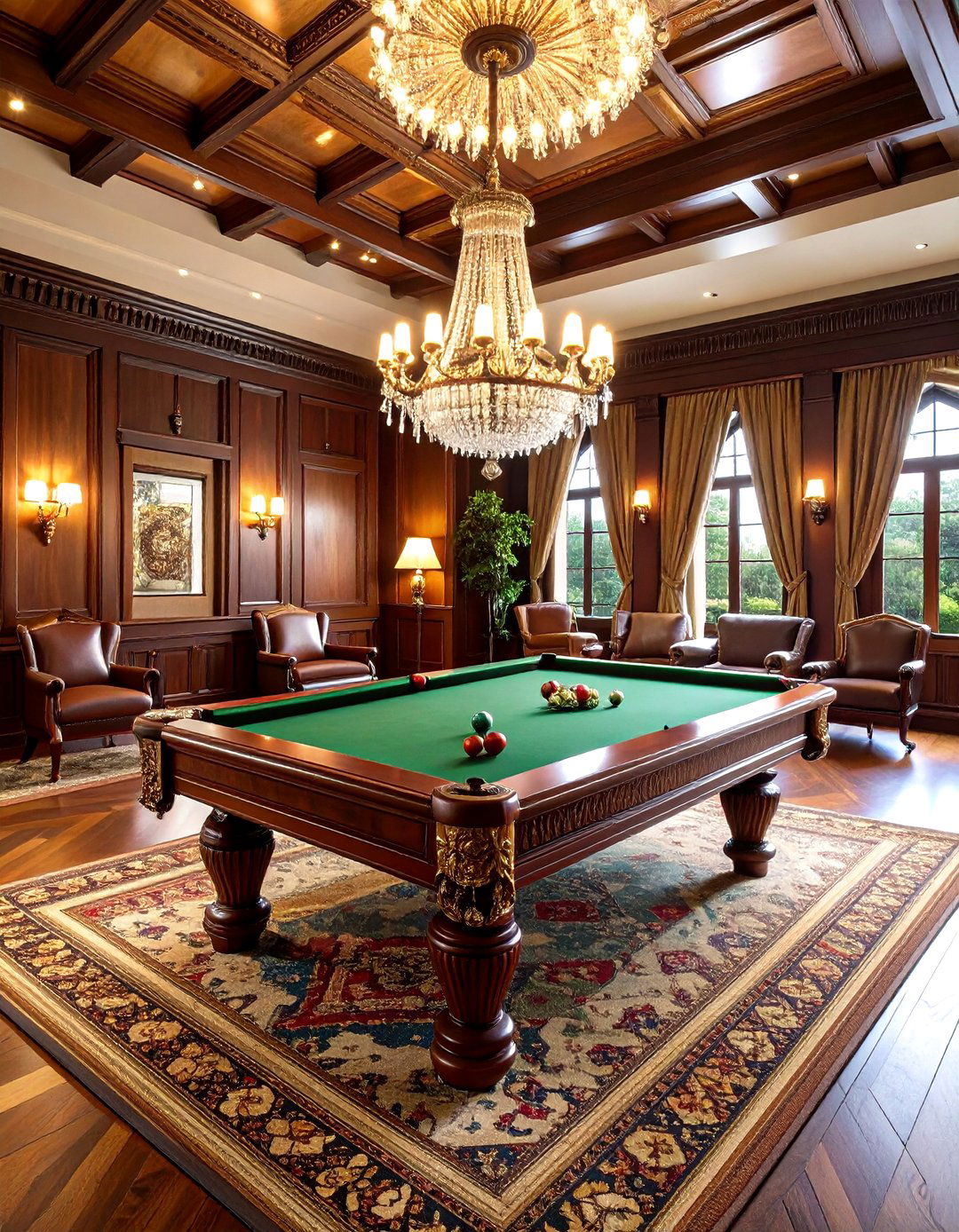 Traditional Elegant Pool Table Room - 20 Pool Table Room Ideas