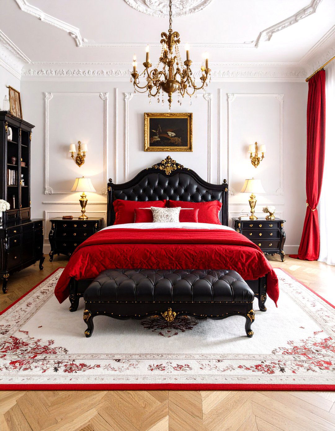 Traditional English Red and Black Bedroom - 20 Red and Black Bedroom Ideas