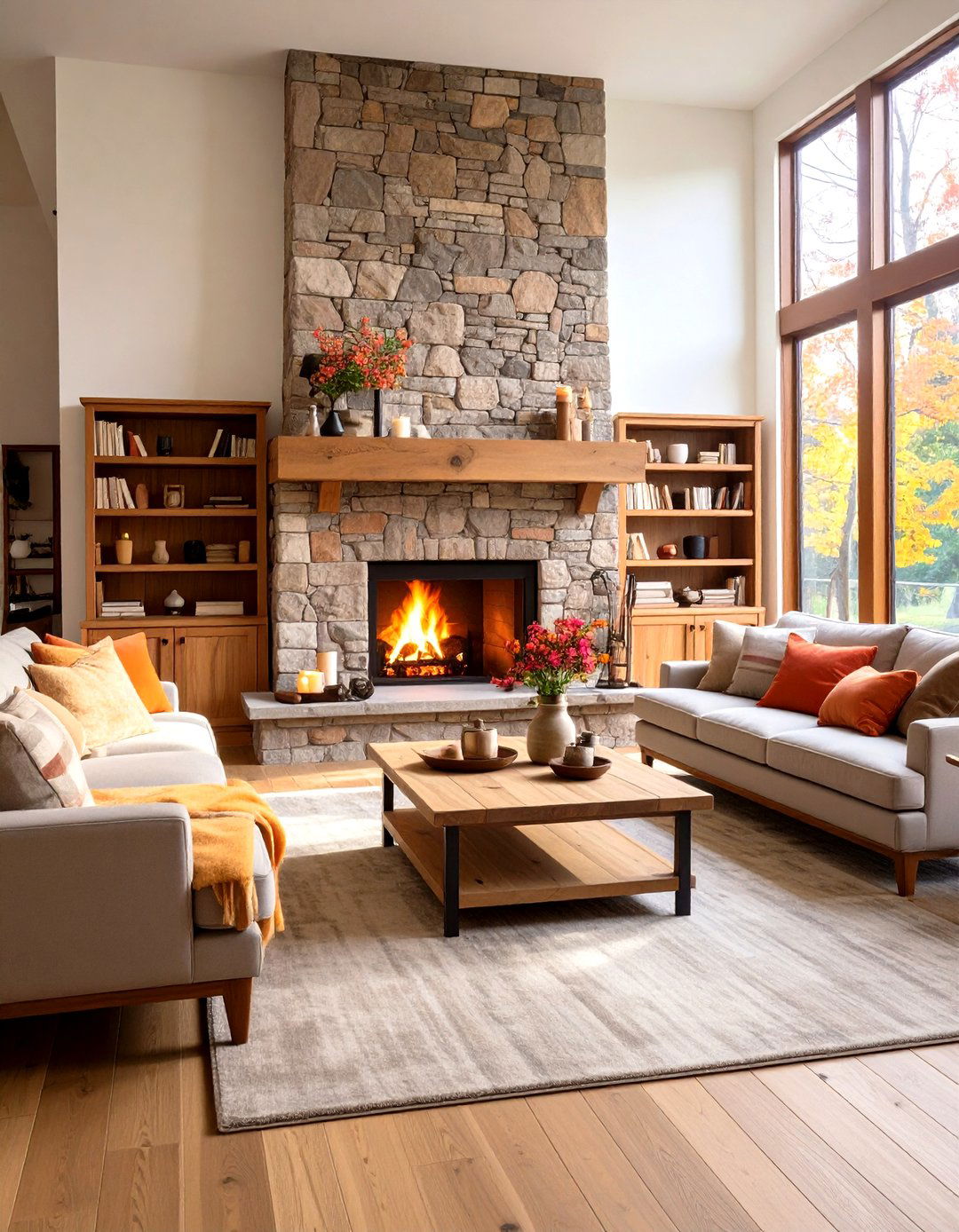 Traditional Fireplace Focused Living Room with Hearth Centrality - 20 Traditional Living Room Ideas