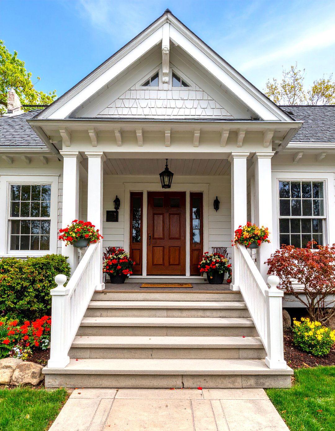 Traditional Gabled Cape Cod Front Porch - 20 Small Cape Cod Front Porch Ideas