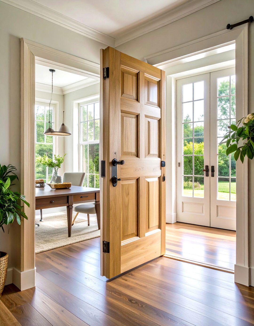 Traditional Hinged Home Office Door with Classic Hardware - 20 Home Office Door Ideas