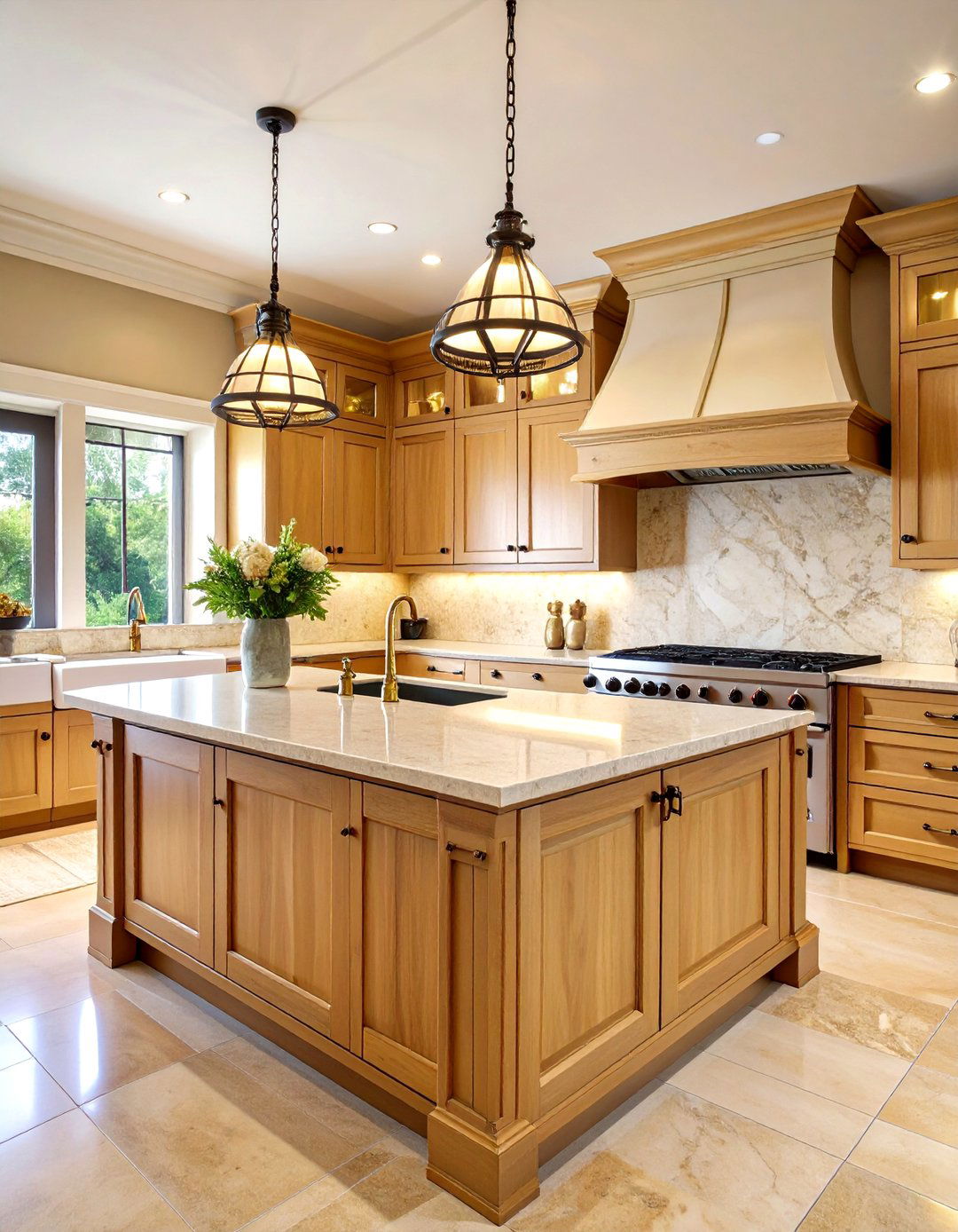 Traditional Light Wood Cabinet Kitchen with Raised Panel Details - 20 Kitchens With Light Wood Cabinets