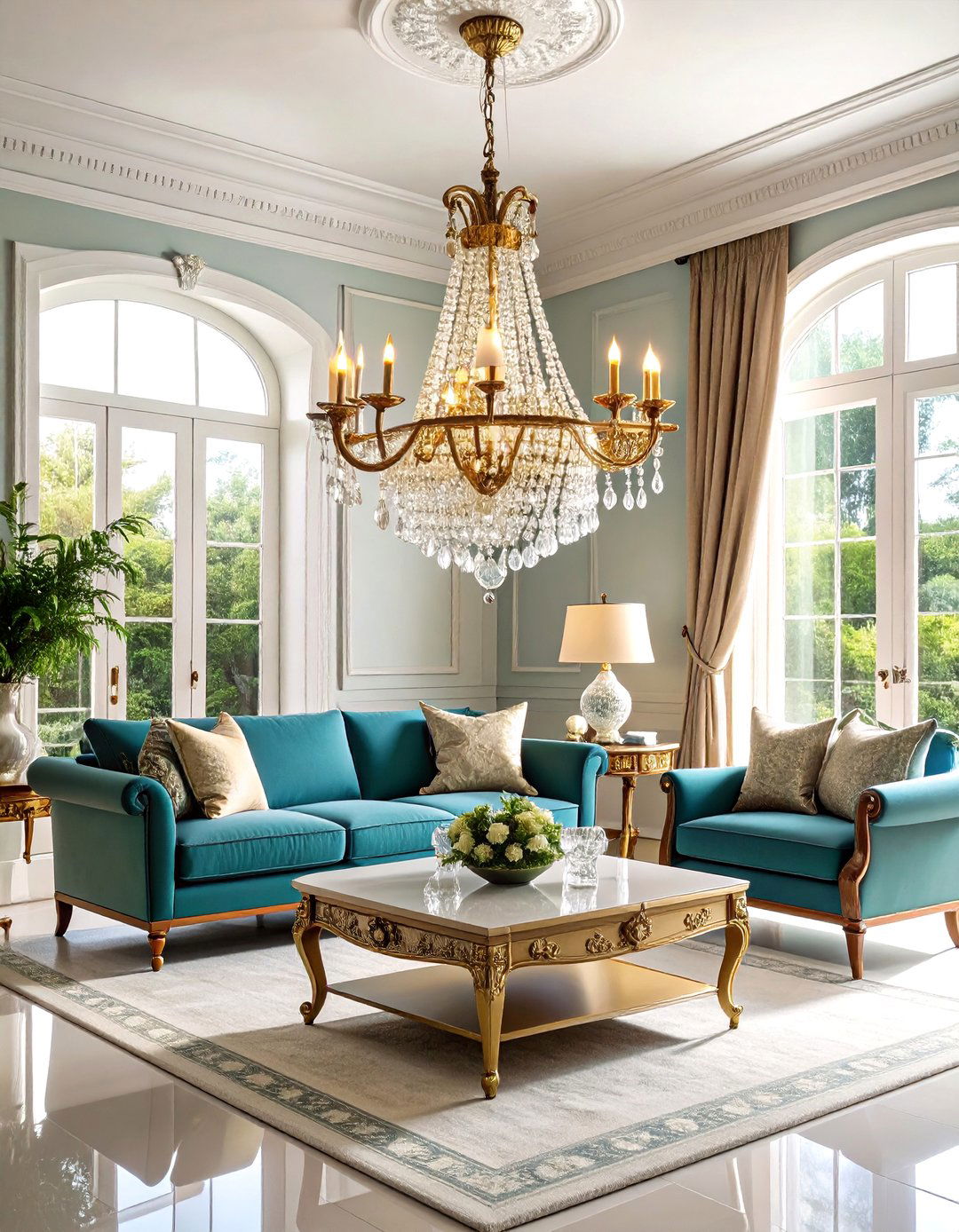 Traditional Living Room Ceiling Lighting with Crystal Drop Chandeliers - 20 Living Room Ceiling Lighting Ideas