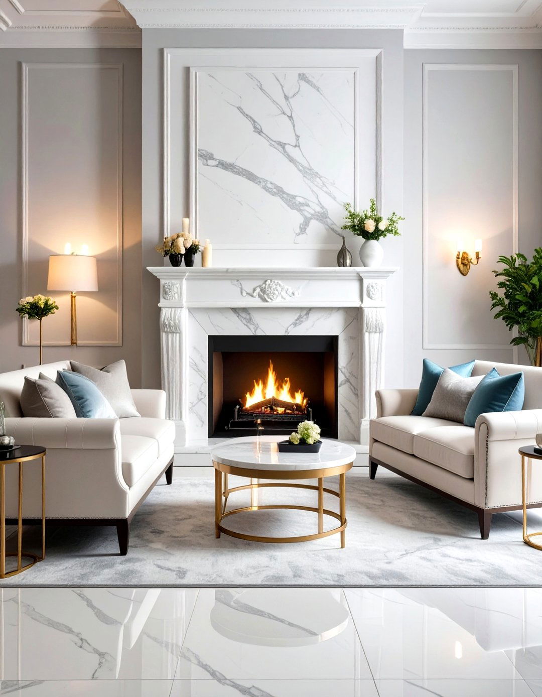 Traditional Marble Look Quartz Fireplace Surround - 20 Quartz Fireplace Surround Ideas