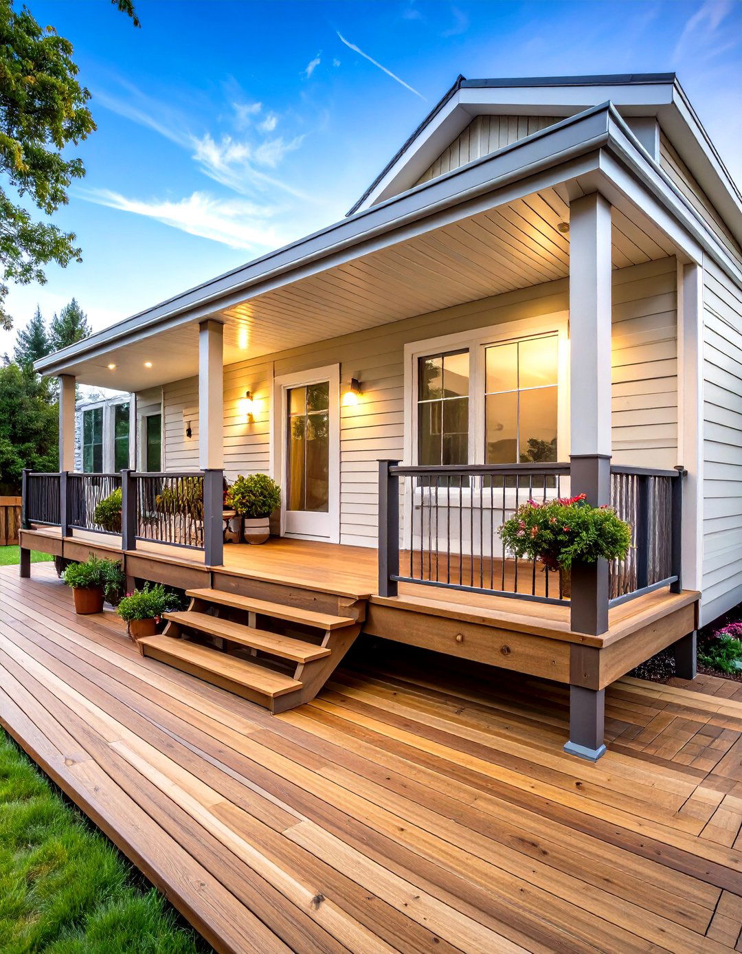 Traditional Mobile Home Deck with Composite Materials - 20 Mobile Home Deck Ideas