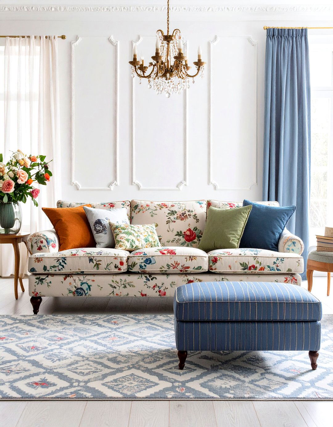 Traditional Pattern Play Living Room with Coordinated Textiles - 20 Traditional Living Room Ideas
