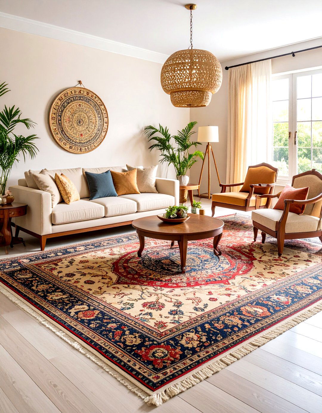 Traditional Persian Rug Foundation Living Room with Oriental Splendor - 20 Traditional Living Room Ideas