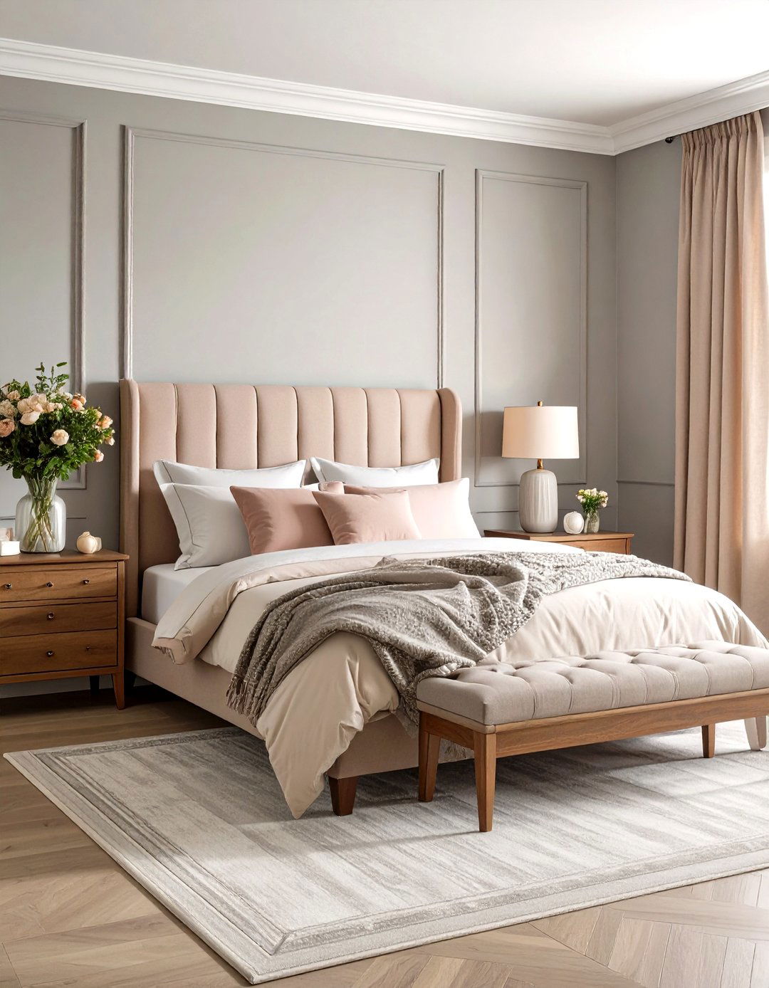 Traditional Pink and Grey Bedroom - 20 Pink and Grey Bedroom Ideas