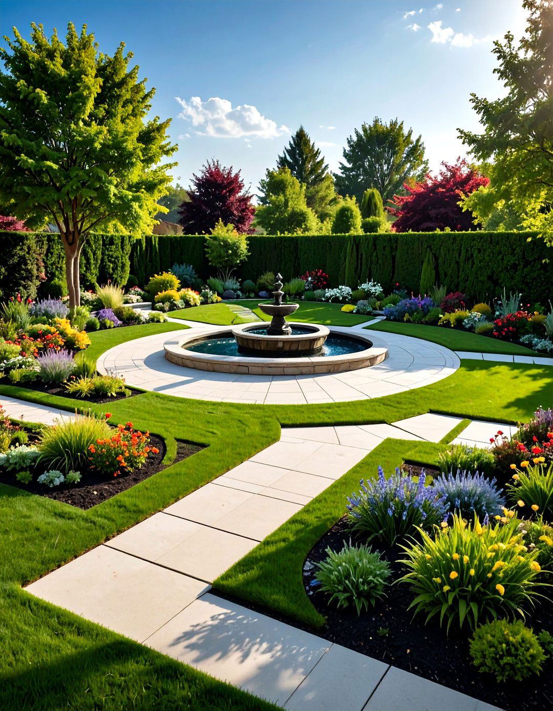 Traditional Quadrant Layout with Center Focal Point - 20 Small Walled Garden Ideas